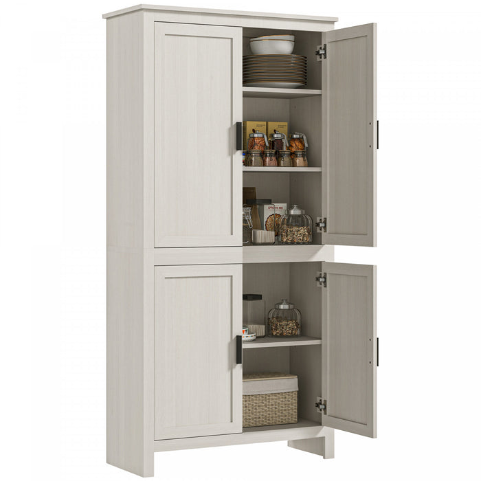 HOMCOM 64\" Kitchen Pantry Storage Cabinet with Adjustable Shelves, White