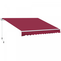 Outsunny 12' X 8' Retractable Awning Patio Awnings Sun Shade Shelter Red