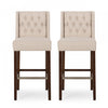 Bruce 30.5\" Counter Height Bar Stools Set Of 2 With Metal Legs And Fabric Upholstery, Beige
