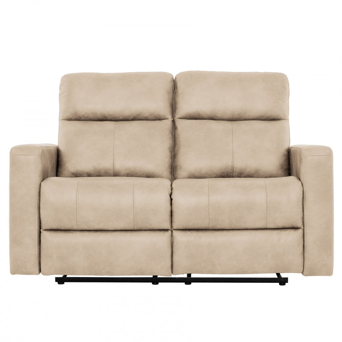 Denton 57 in. Faux Leather Manual Reclining Loveseat - Taupe