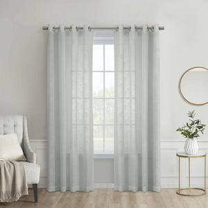 Habitat Boucle Light Grey Sheer Grommet Curtain Panel - 52 x 63