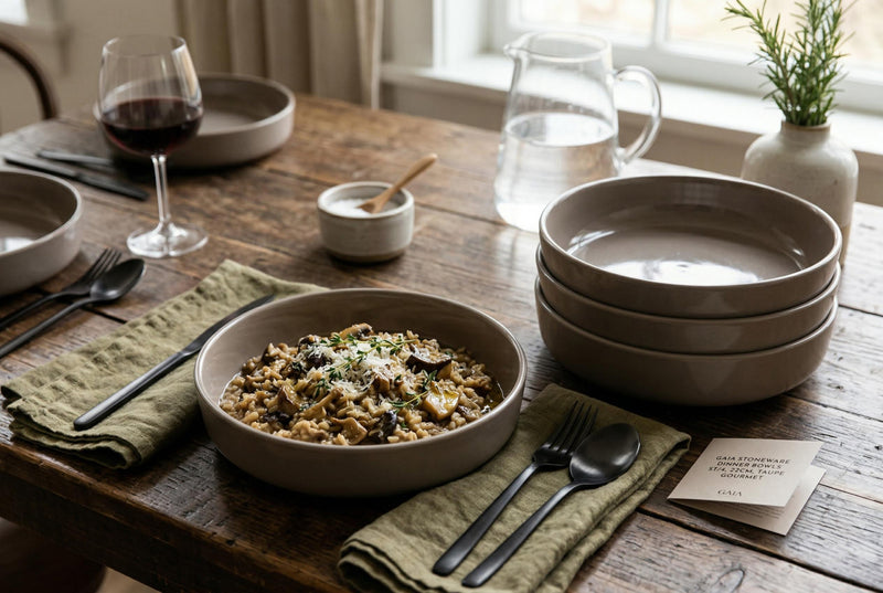 Gaia Stoneware Dinner Bowls, Set of 4, 22cm (8.6-inch) 