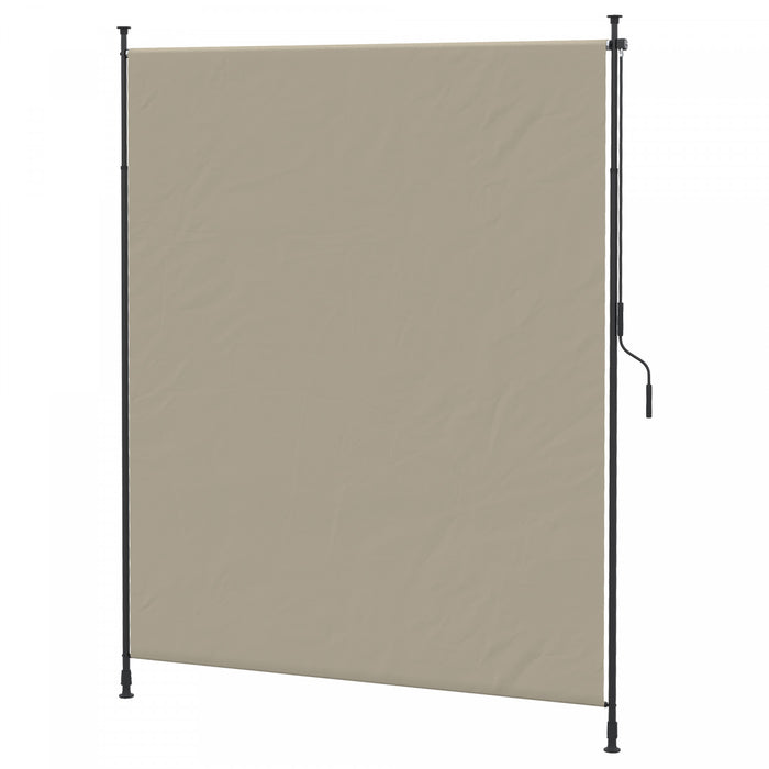 Outsunny 7' x 10' Retractable Patio Awning, Outdoor Privacy Screen, Beige