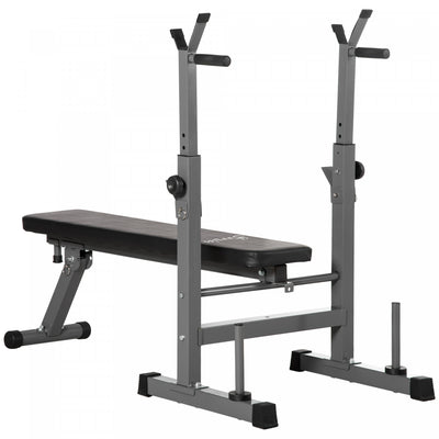 Soozier Adjustable Weight Bench, Foldable Bench Press With Barbell Rack And Dip Station For Home Gym|Soozier Banc De Musculation Pliable Hauteur Reglable Avec Support D'halteres Pour La Salle De Sport