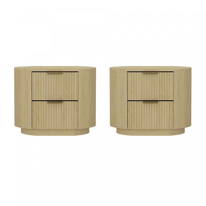 Olivia Manhattan Modern 27\" Nightstand in Natural Oak (2-Drawer) - Set of 2