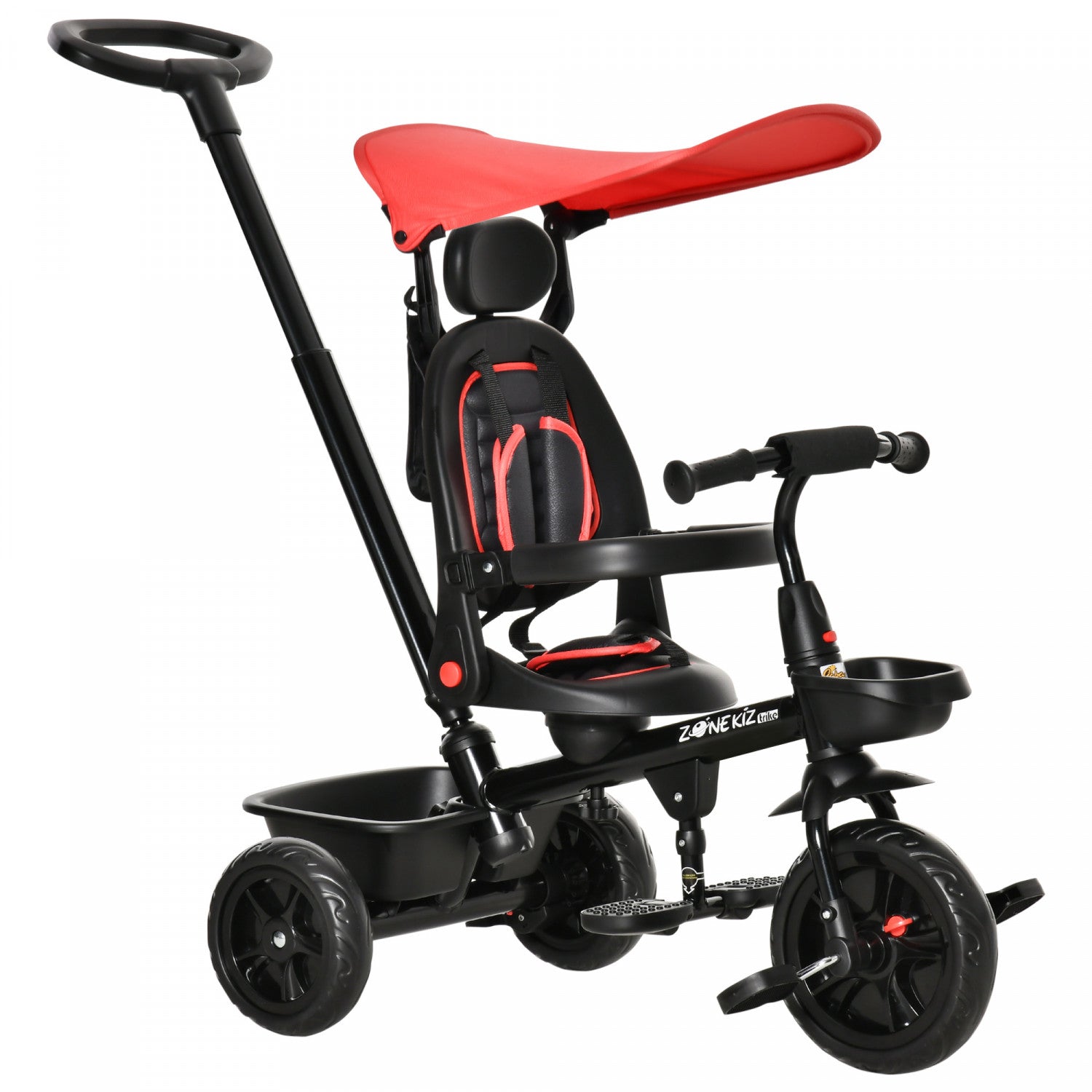 ri1/3 Qaba Kids Tricycle 4 In 1 Trike With Reversible Angle