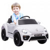 Qaba 12v Electric Car For Kids, Volkswagen Beetle Licensed Battery Powered Ride-On Kids Car With Parent Remote Control, 4 Spring Suspension Wheels, Soft Start, Headlights, Fm Radio, White
