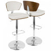 LumiSource Ravinia Faux Leather Mid-Century Modern Adjustable Barstool with Swivel - Walnut/White