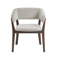 Blake Modern Wood Faux Mohair Armchair in Greige