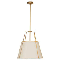 Dainolite Trapezoid 3 Light Pendant Trapezoid Gold/Cream Shade White Fabric Diffuser Lamp