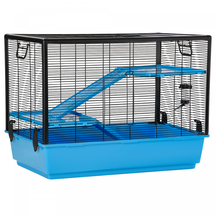 Pawhut 3-tier Hamster Cage, Guinea Pig Cage, Pet Chinchillas Play House Indoor With Accessories Food Dish Water Bottle, Ramps, 31.5\"x19\"x 23\", Light Blue
