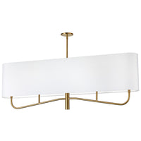 Dainolite Eleanor 4 Light Horizontal Chandelier Aged Brass White Shade Lamp