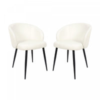 Looma Contemporary Modern Vegan Leather Metal Side Chair in Ivory - Set of 2 
