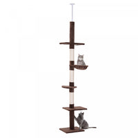 Pawhut 8.5ft Cat Climbing Tree 5-tier Kitty Activity Center Floor-to-ceiling Cat Climber Toy With Sc
