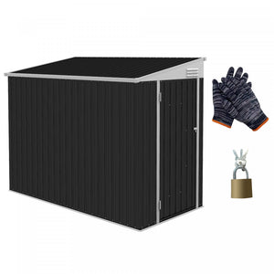 Outsunny 4' X 8' Steel Garden Storage Shed Lean To Shed Outdoor Metal Tool House With Lockable Door And 2 Air Vents For Backyard, Patio, Lawn