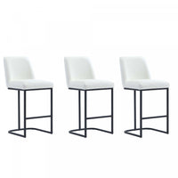 Serena Modern Metal Upholstered Counter Stool in White - Set of 3 Bar Stool