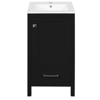 Wayne 18 Inch Compact Modern Bathroom Vanity with Ceramic Sink, Black 