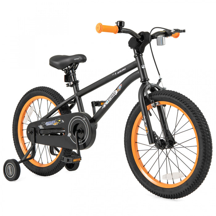 Costway 18-inch Kid's Bike For 4-8 Years Old With Adjustable Saddle & Anti-slip Handlebar Black