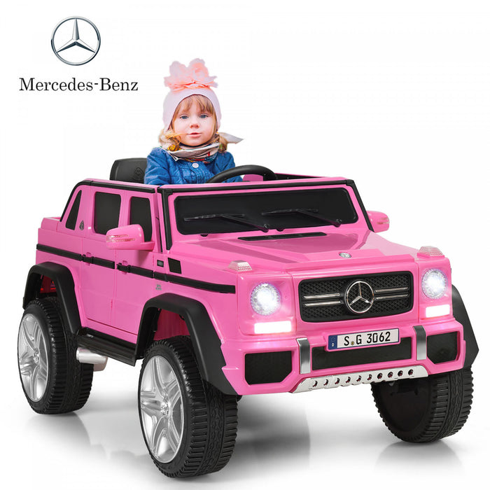 12v Licensed Mercedes-benz Kids Ride On Car Rc Motorized Vehicles W/ Trunk Pink