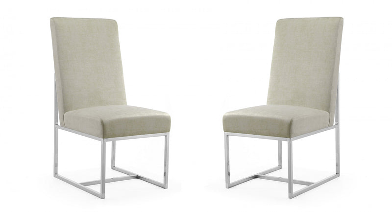 Element Modern Velvet Metal Dining Chair in Champagne - Set of 2