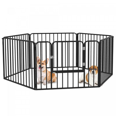 Pawhut Heavy Duty Dog Playpen, 6 Panels 24" Height Steel Pet Puppy Exercise Pen, Diy Design, Outdoor|Pawhut Parc Pour Chien, 6 Panneaux De 24" De Hauteur En Acier, Enclos D'exercice Pour Chiots, Design
