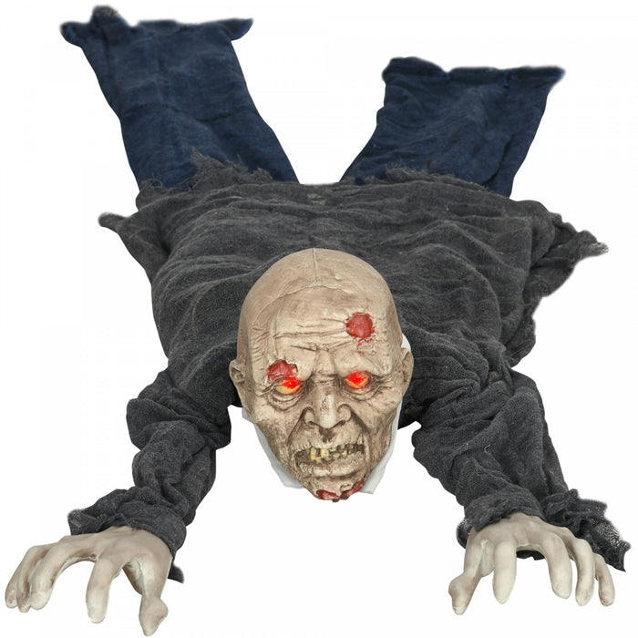 Homcom 62\" Outdoor Halloween Decoration Crawling Zombie, Sound Activated