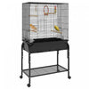 Pawhut 51\" Bird Cage For Budgies Canaries Finches Lovebirds Parakeets With Rolling Stand, Toys, Black