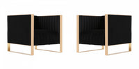 Trillium Mid-Century Modern Velvet Lounge Chair in Black - Set of 2