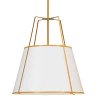Dainolite Trapezoid 4 Light Pendant Trapezoid Gold/White Shade White Fabric Diffuser Lamp