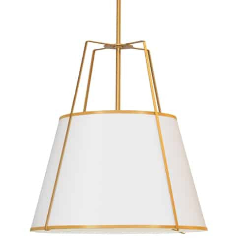 Dainolite Trapezoid 4 Light Pendant Trapezoid Gold/White Shade White Fabric Diffuser Lamp