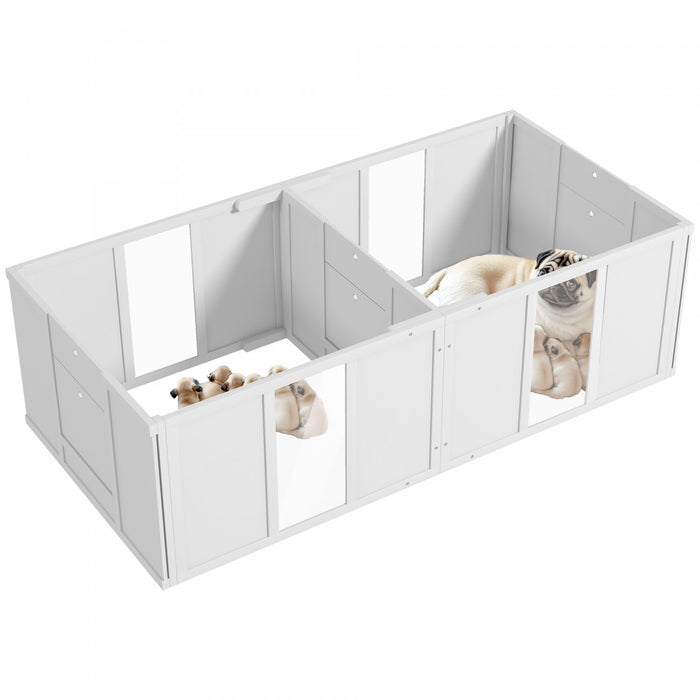 Pawhut Whelping Box For Dogs And Puppies, Dog Whelping Pen, Dog Birth Supplies Indoor With Removable Adjustable Height Doors, For Small Sized Dogs, 65\" X 31.5\" X 19\"