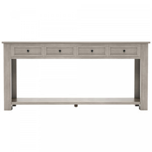 Gracie Solid Wood Console Table With Drawers And Shelf - Grey Wash