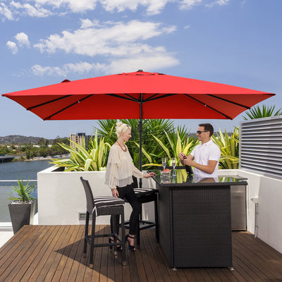 Costway 10'x13' Patio Offset Cantilever Umbrella Aluminum 360° Rotation Tilt Wine