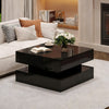 Oliver Lift-Top Coffee Table with LED Lighting and 2 Drawers,Black | Oliver table basse relevable – table avec eclairage LED et 2 tiroirs, noir