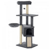 PawHut 50 Inch Cat Tree for Indoor kittens, Multi-Level Cat Tower with Sisal Scratching Posts and Ramp, Bed, Condo, Plush Perch, Hammock, Toy Ball, Grey