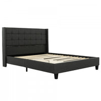 Wilder Grey Upholstered Wingback Platform Bed - Twin