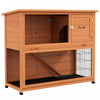 Pawhut Wooden Rabbit Hutch, 2 Tier Outdoor Rabbit Cage With Trays, Ramp, Asphalt Roof, Doors For 1-2 Rabbits, 47\" X 20\" X 40\", Orange