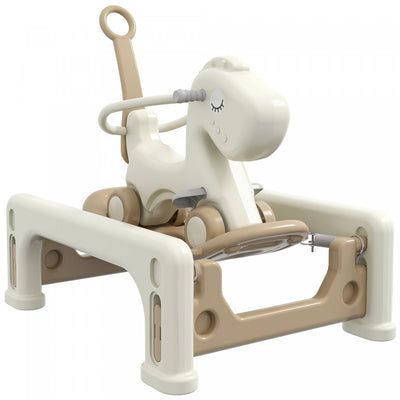Qaba 5 In 1 Rocking Horse For Toddlers 1-6 Years, Baby Spring Rocking Horse Toy With Detachable Bala|Qaba Cheval A Bascule 5 En 1 Pour Les Tout-petits De 1 A 6 Ans, Jouet Cheval A Bascule A Ressort Ave