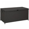 Outsunny Wicker Deck Box, 118 Gallon Pe Rattan Storage Box, Grey