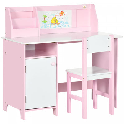 Qaba Kids Table And Chair Set With Whiteboard, 2 Pieces Toddler Table And Chair Set, Multi-usage Tod|Qaba Ensemble 2pcs Table Et Chaise Pour Enfant Avec Tableau Blanc, Meuble Multi-usage, Ideal Pour Le
