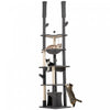 Pawhut Floor To Ceiling Cat Tree, 89\"-100\" Adjustable Height Cat Tower For Large Cats With Scratching Posts, Grooming Brush Post, Cat Condo, Perches, Hammocks, Balls, Grey