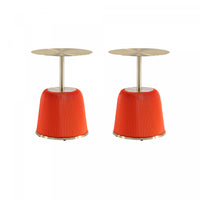 Anderson Modern Metal Top Upholstered End Table in Orange - Set of 2 