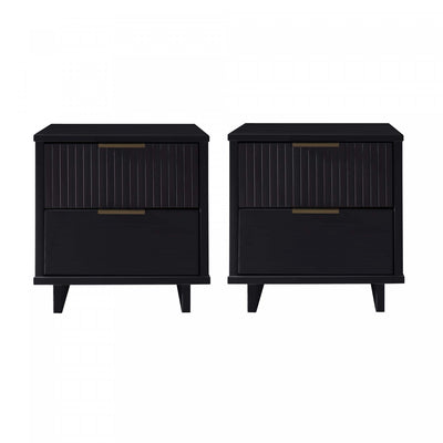 Granville Modern 18" Nightstand in Black (2-Drawer) - Set of 2 | Table de nuit Granville Moderne 18" en noir (2 tiroirs) - Lot de 2