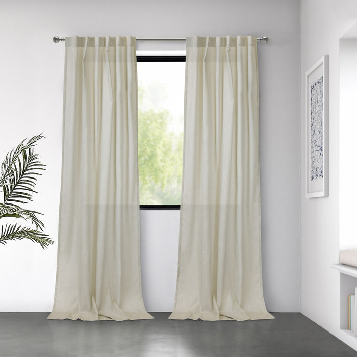 Habitat Bolton Linen Light Filtering Dual Header Curtain Panel - 52 x 108
