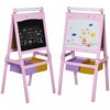 Qaba 3 In 1 Kids Wooden Art Easel With Paper Roll Double-sided Chalkboard & Whiteboard Gift For Toddler Girl Age 3 Years+ Pink