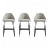 Gracie Modern Metal Upholstered Barstool in Stone Gray and Black - Set of 3