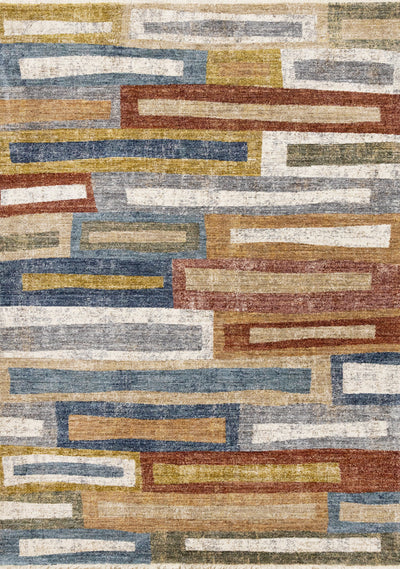 Macey Modern Grey Blue Red Sophisticated Area Rug - 5'3" x 7'10"|Carpette moderne et raffinée Macey grise, bleue et rouge - 5 pi 3 po x 7 pi 10 po