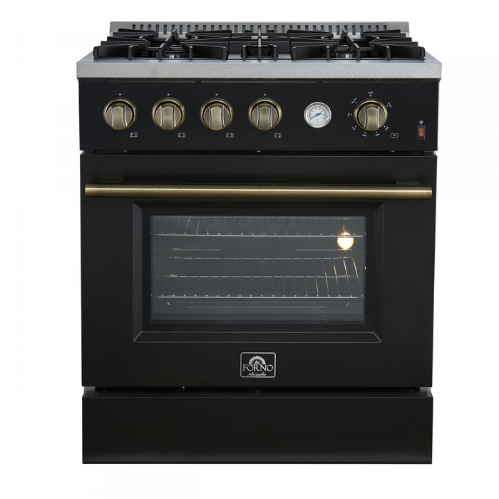 Forno Marco 30-inch Gas Range Black ,4.32 cu.ft - FFSGS6277-30BLK