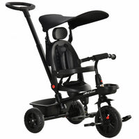 Qaba Kids Tricycle 4 In 1 Trike With Reversible Angle Adjustable Seat Removable Handle Canopy Handra