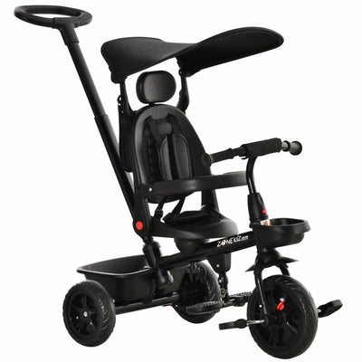 Qaba Kids Tricycle 4 In 1 Trike With Reversible Angle Adjustable Seat Removable Handle Canopy Handra|Qaba Tricycle Enfants Evolutif 4 En 1 Canne Telescopique Amovible Et Pare-soleil Pliable Demontable